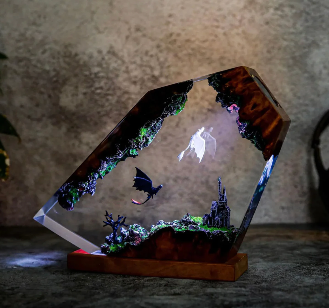 Handmade Dragon Fantasy Resin Lamp